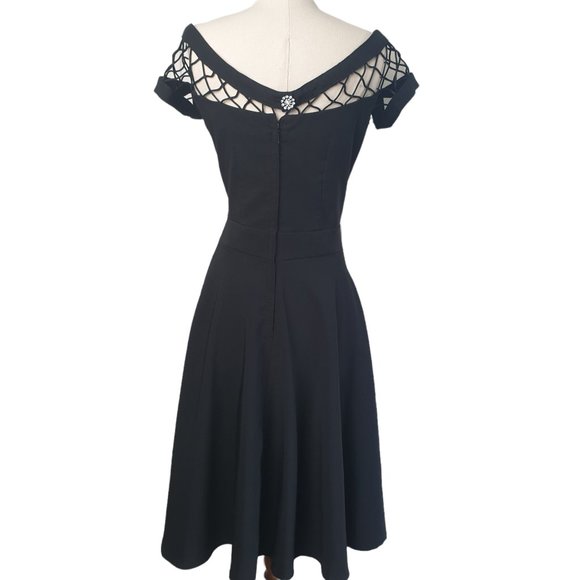 Tatyana | Size L | Black Designer Fit & Flare 50s Vintage Style Dress - Picture 9 of 13